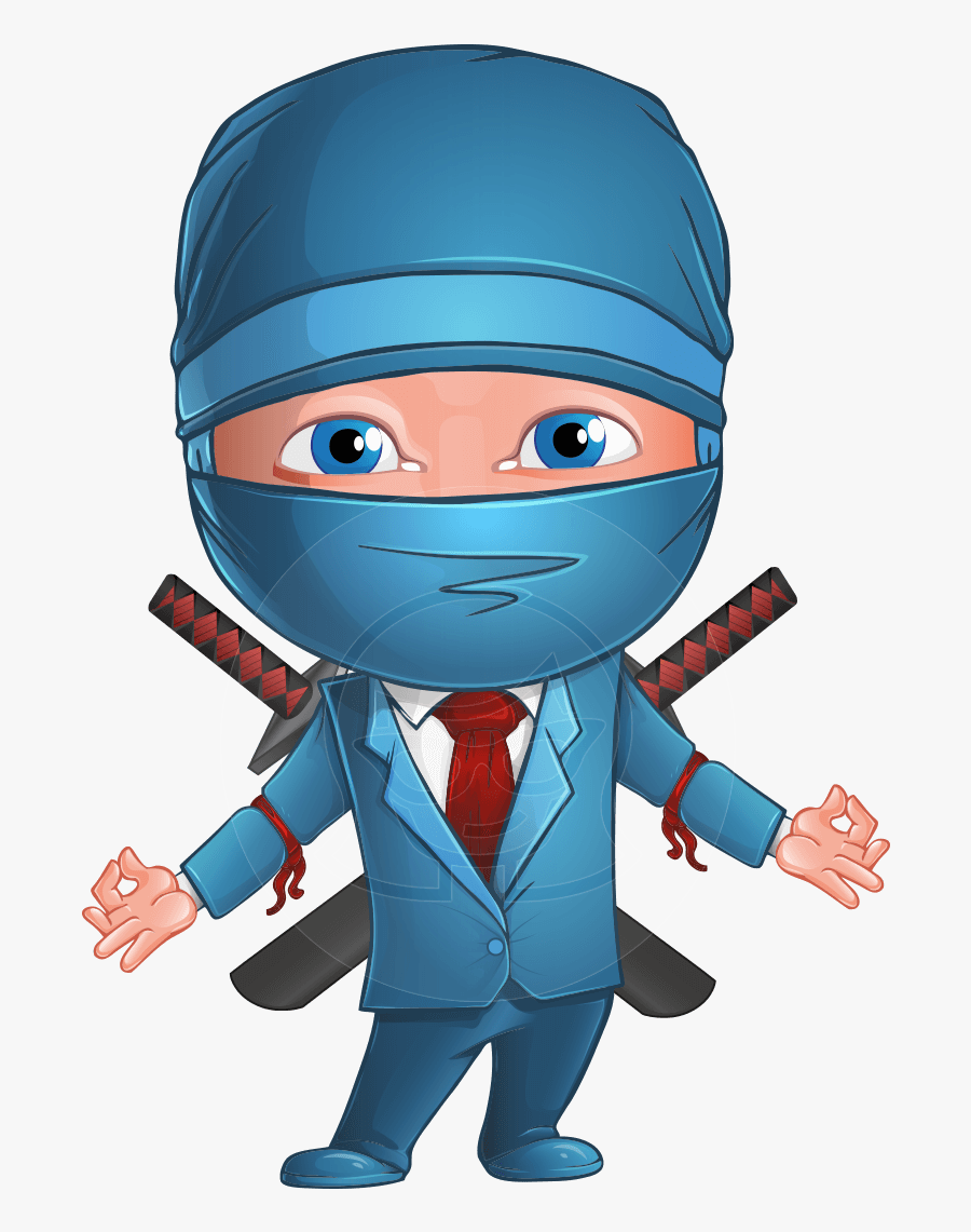 Businessman Dressed As Ninja Cartoon Vector Character - Business Ninja, Transparent Clipart