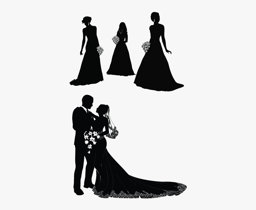 Bridegroom Wedding Clip Art - Wedding Couple Silhouette Png, Transparent Clipart