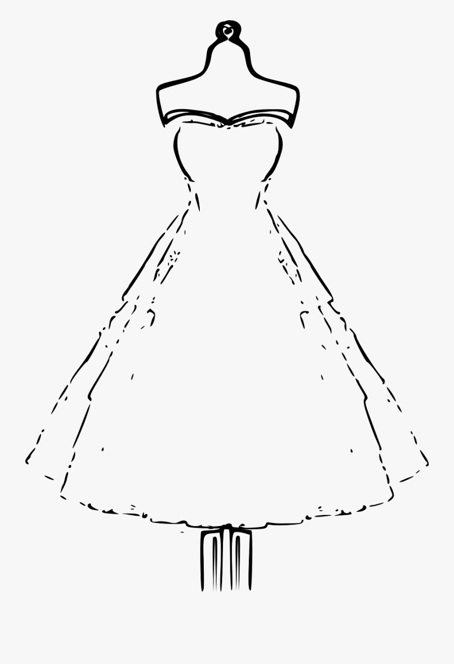 Bridal Dress Mannequin Wedding Png Image - Black And White Cartoon Dress, Transparent Clipart