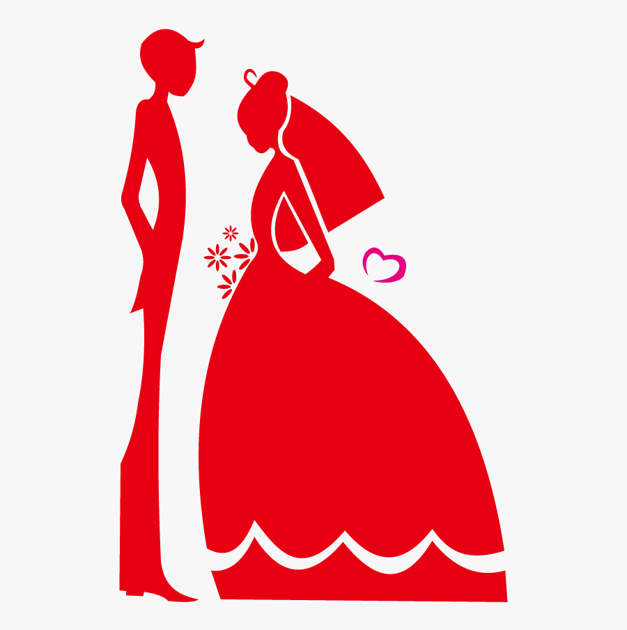 Red Wedding Dress Silhouette Vector Png Download - Red Wedding Clip Art, Transparent Clipart