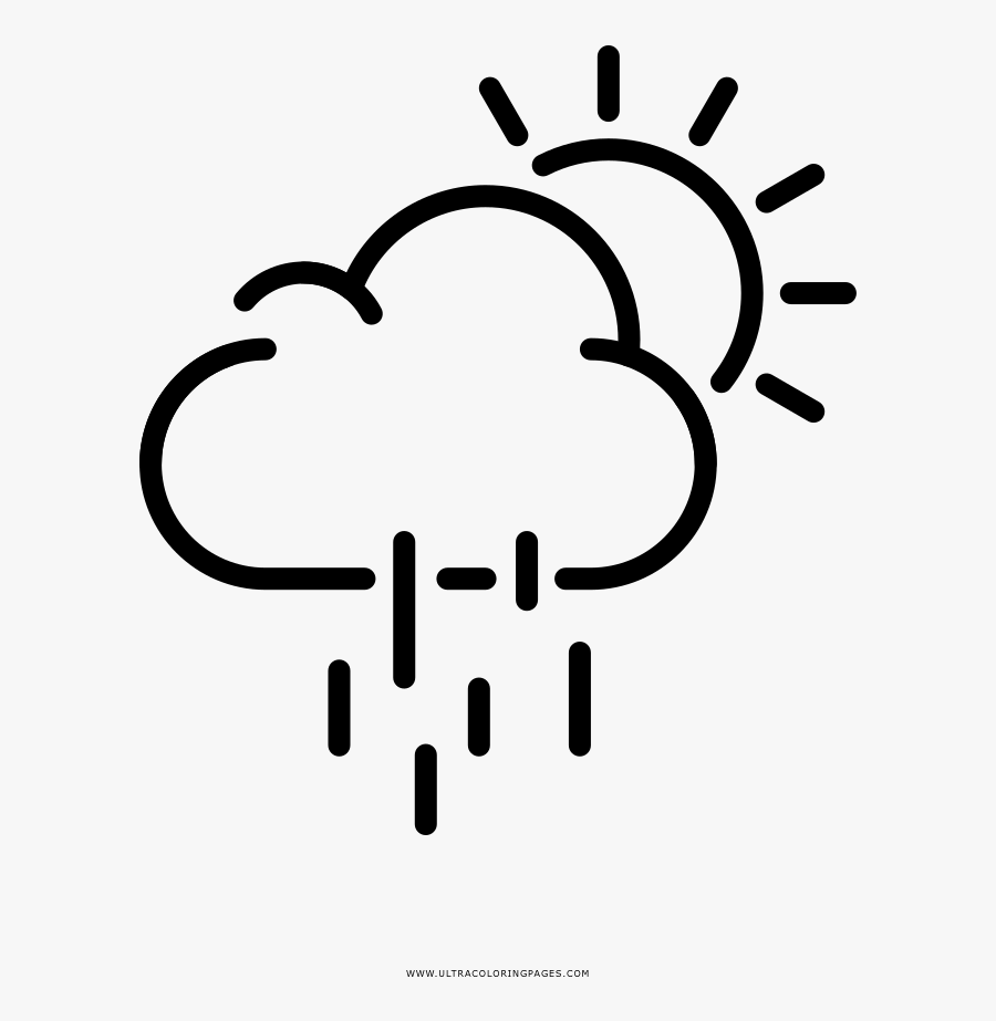 Rainy Day Coloring Page - Smiley Sun Symbol Black And White, Transparent Clipart