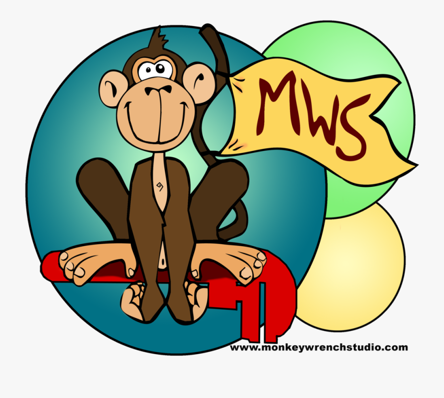 Monkey On Wrench - Cartoon, Transparent Clipart
