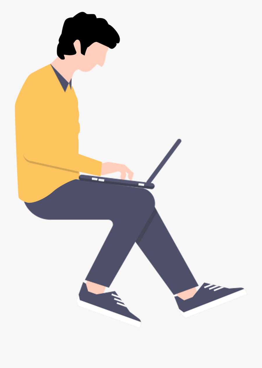 Play Computer Boy Yellow Original Png And Psd - Boy With Computer Png, Transparent Clipart