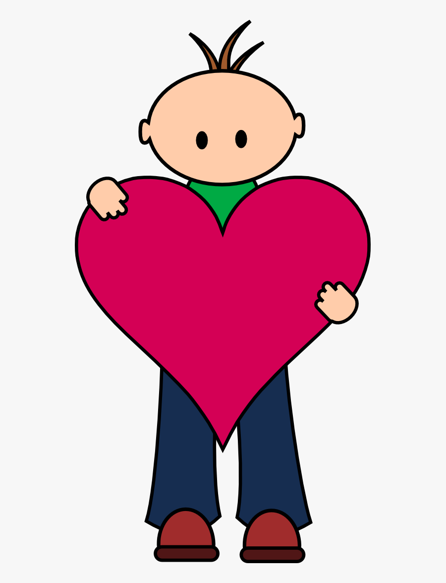 Transparent Heart Stamp Png - Boy With Heart Clipart, Transparent Clipart