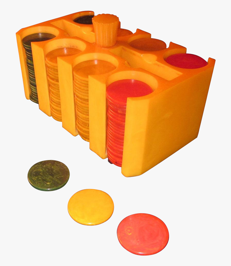 Art Deco Bakelite Poker Caddy And Chips - Coin, Transparent Clipart