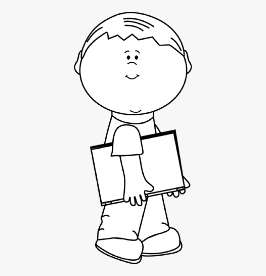 Book Clip Art Book Images - Black And White Clipart Of Boy, Transparent Clipart