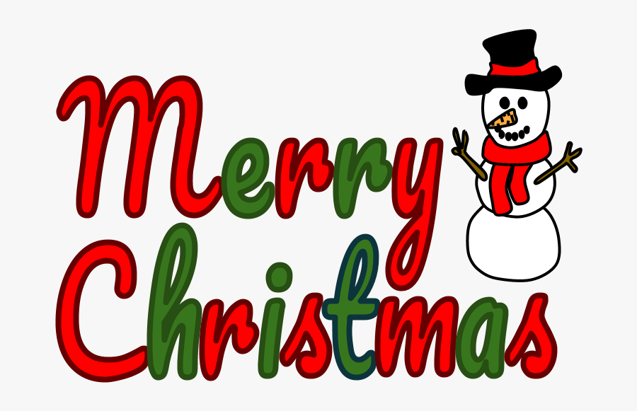 Merry Christmas Banner, Red And Green Lettering, Snowman, Transparent Clipart