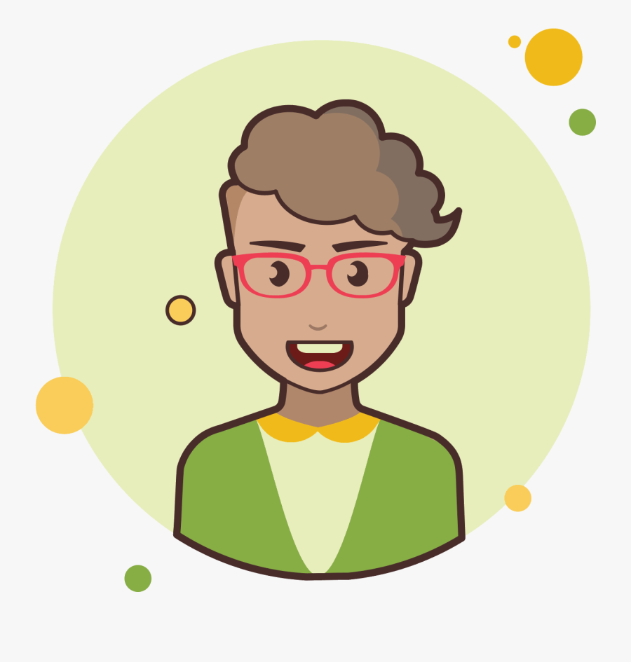 Short Curly Hair Lady With Red Glasses Icon - Portable Network Graphics, Transparent Clipart
