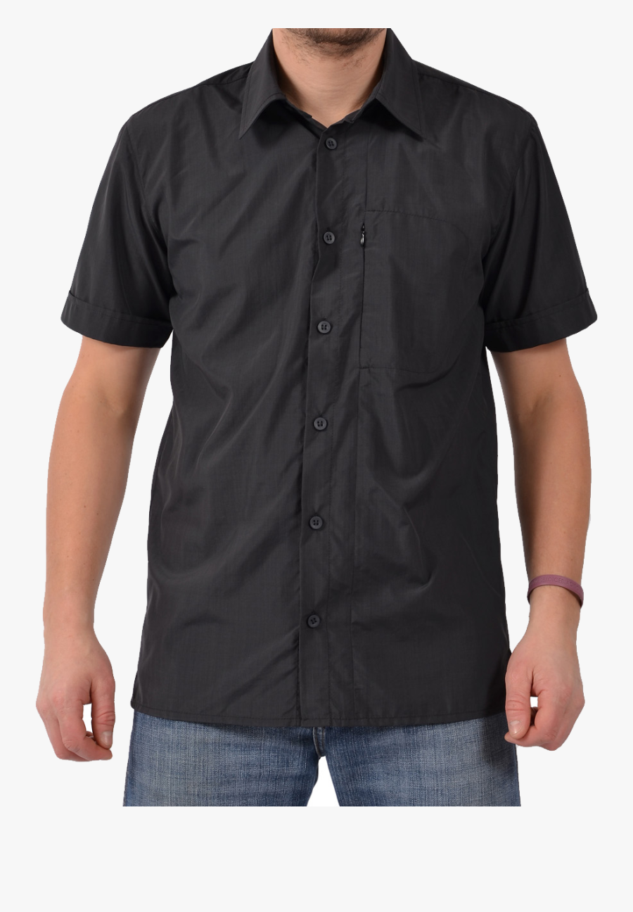 Black Dress Shirt Png Image - Men Black Short Shirt Png, Transparent Clipart