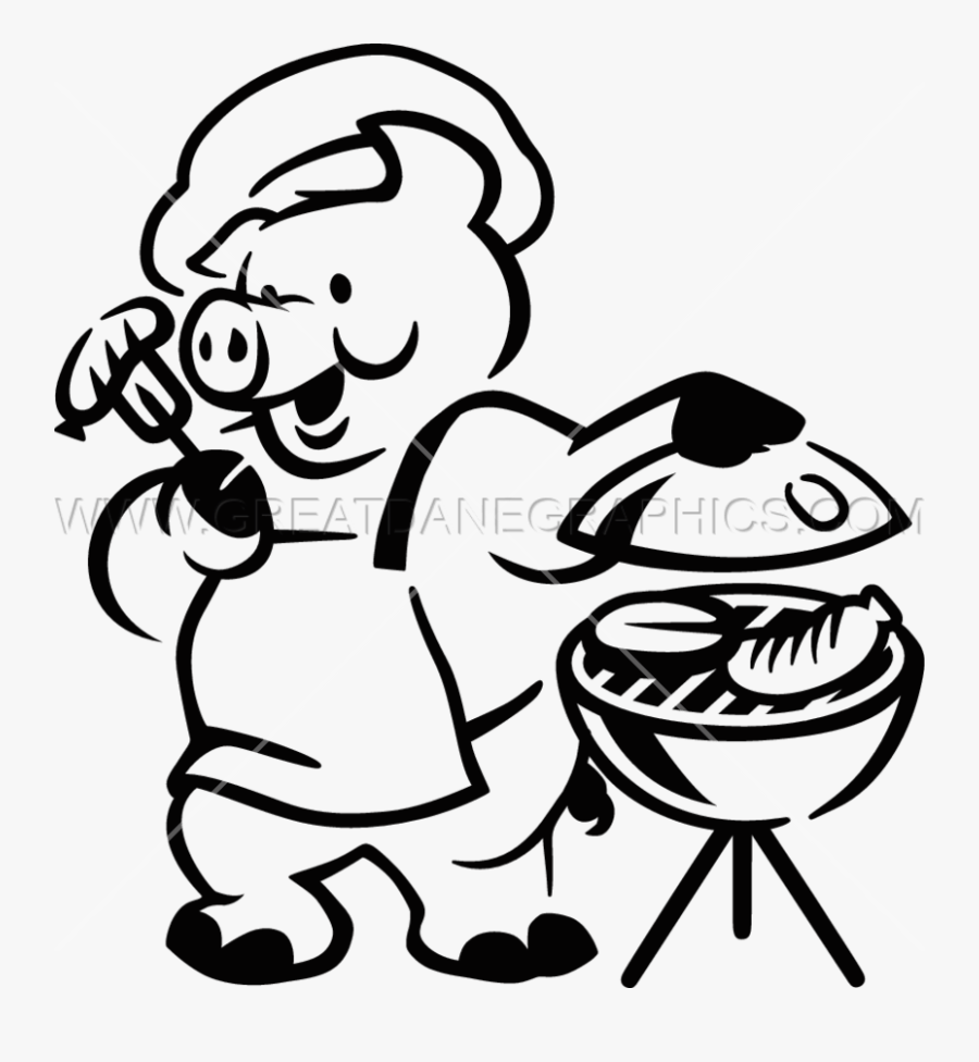 Pig Clipart Bbq - Pig Grilling Clip Art Black And White, Transparent Clipart