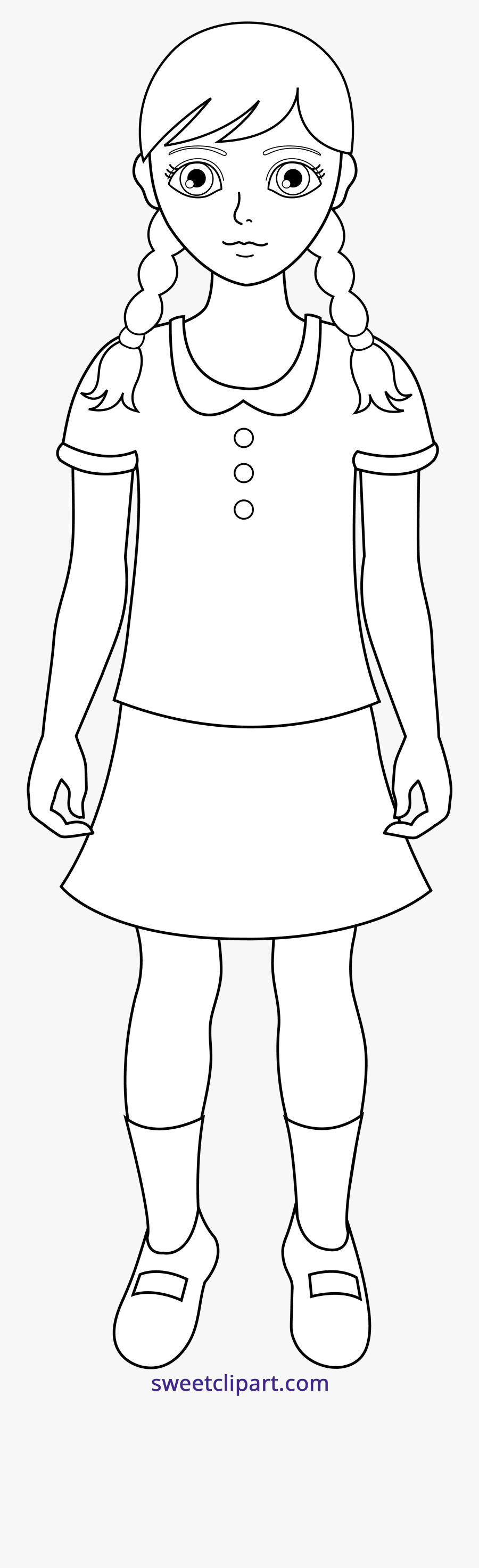 Transparent Little Girl Dress Clipart - School Girl Black And White Clipart, Transparent Clipart