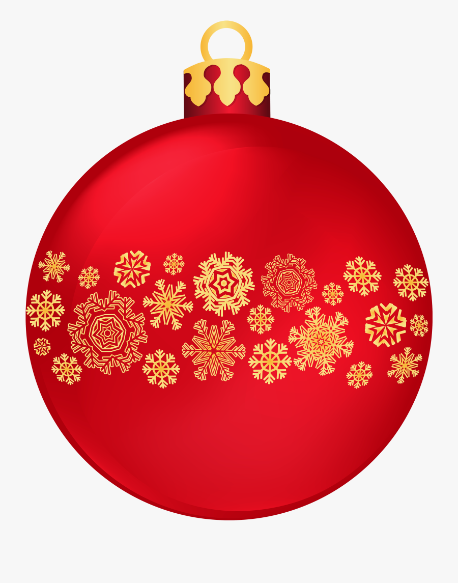 Red Christmas Ball With Snowflakes Png Clipart - Christmas Ball Ball Clipart, Transparent Clipart