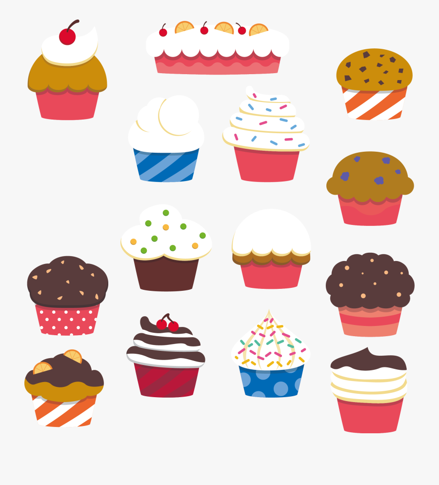 Transparent Bakery Cake Clipart - Cute Cupcakes Pic Cartoon, Transparent Clipart