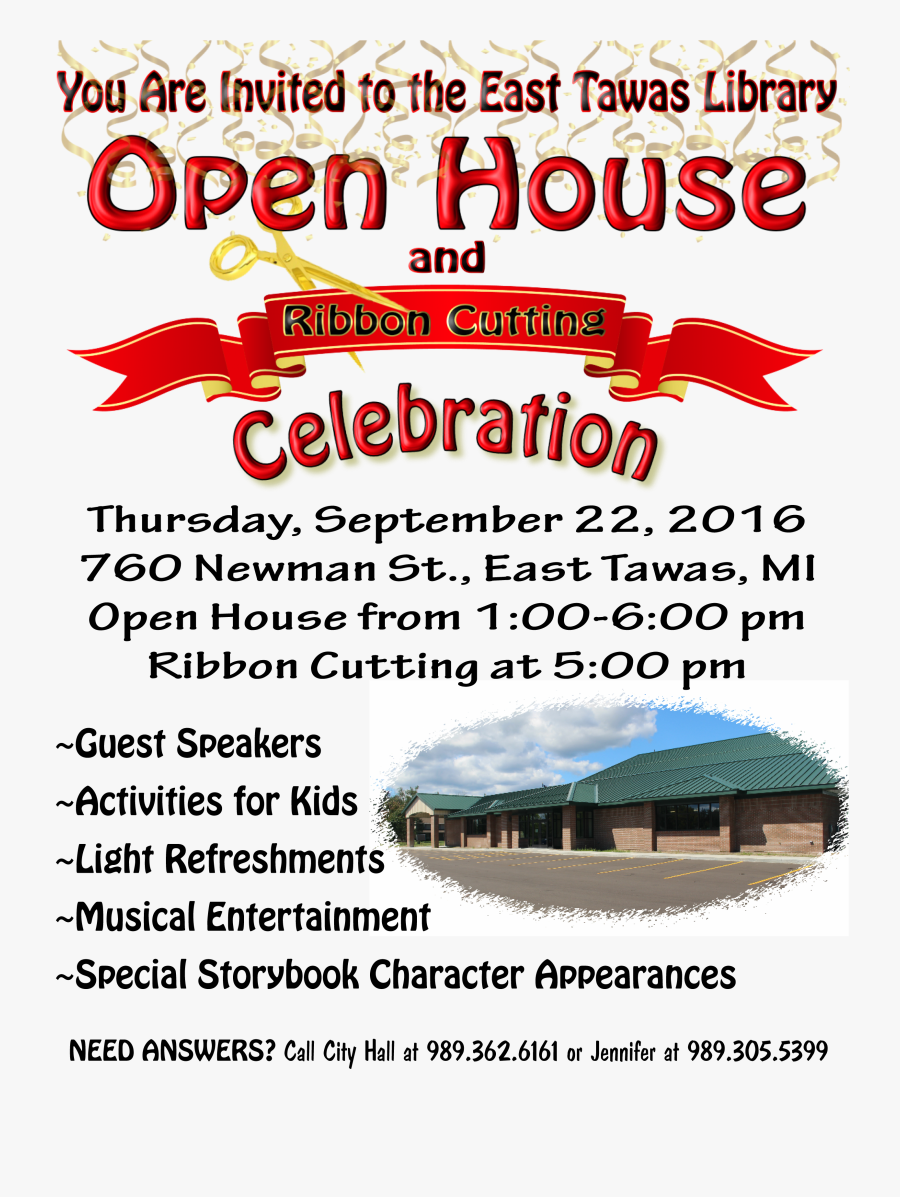 Library East Tawas Open House Invitation 2 Revised - Snowball Effect, Transparent Clipart