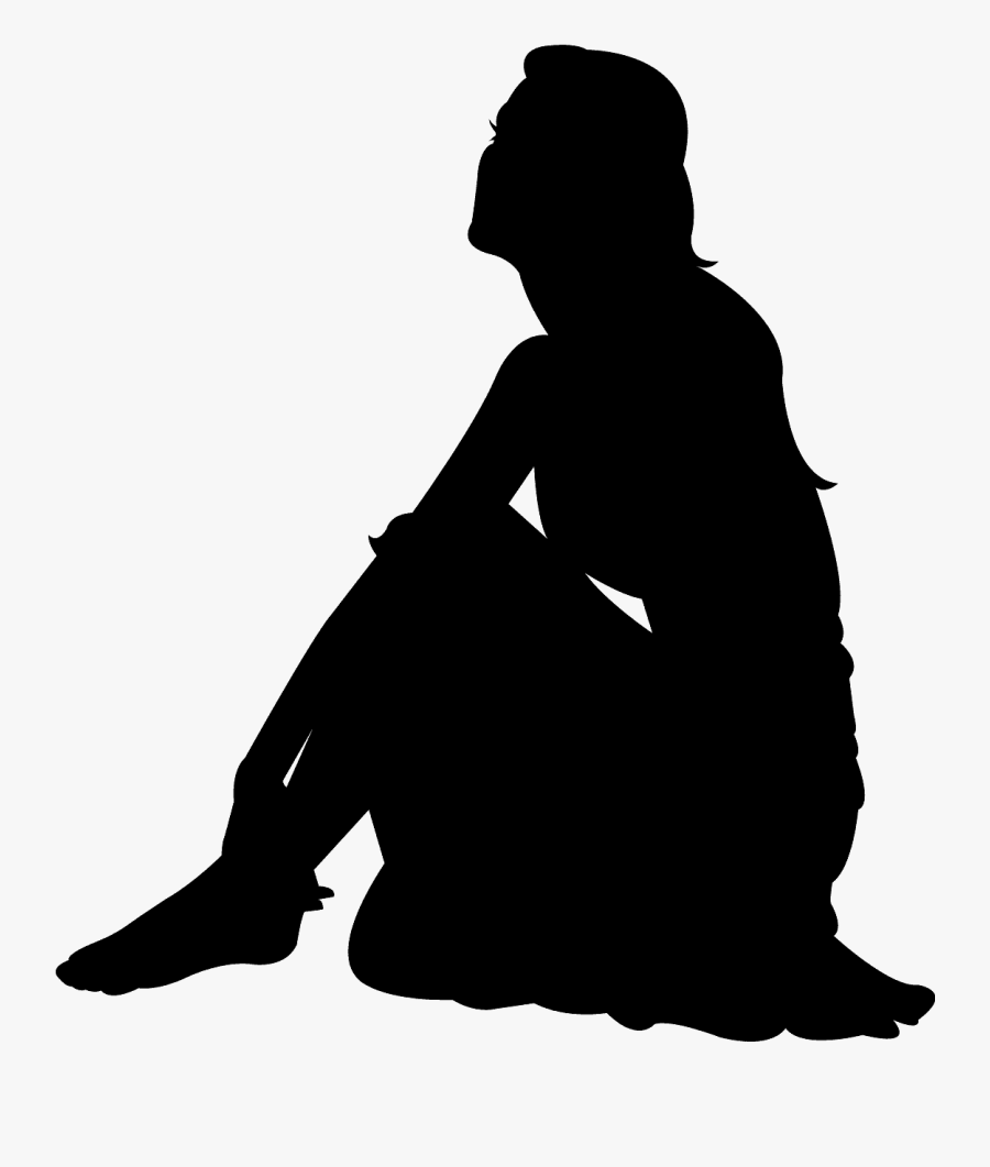 Sitting Looking Up Silhouette, Transparent Clipart