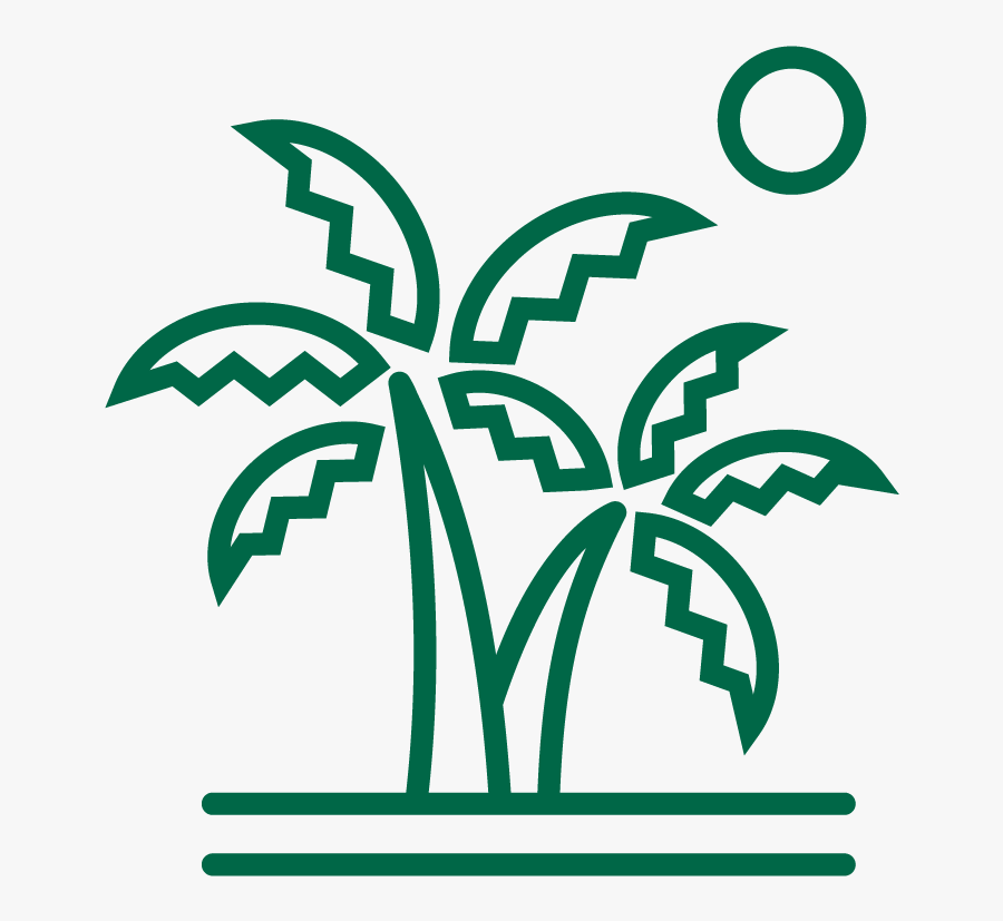 Line Drawing Of Palms On An Island With The Sun In - Adventurous Travel Agency Logo, Transparent Clipart