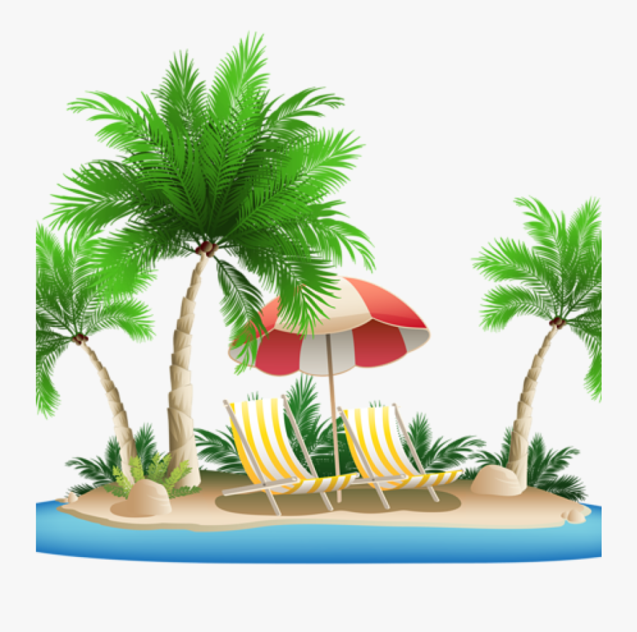 Transparent Tropical Tree Png - Clip Art Beach Transparent Background, Transparent Clipart