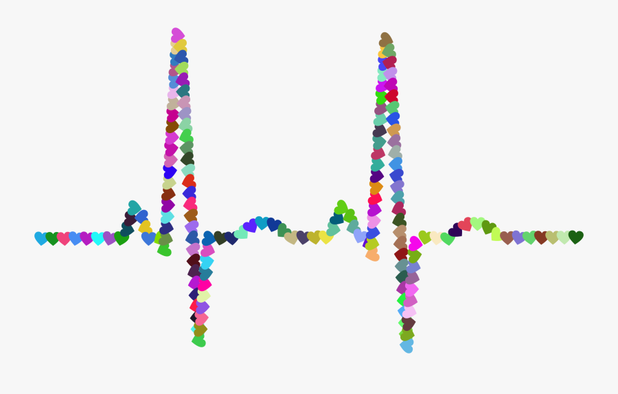 Prismatic Hearts Ekg Clip Arts - Ekg Png Colorful, Transparent Clipart