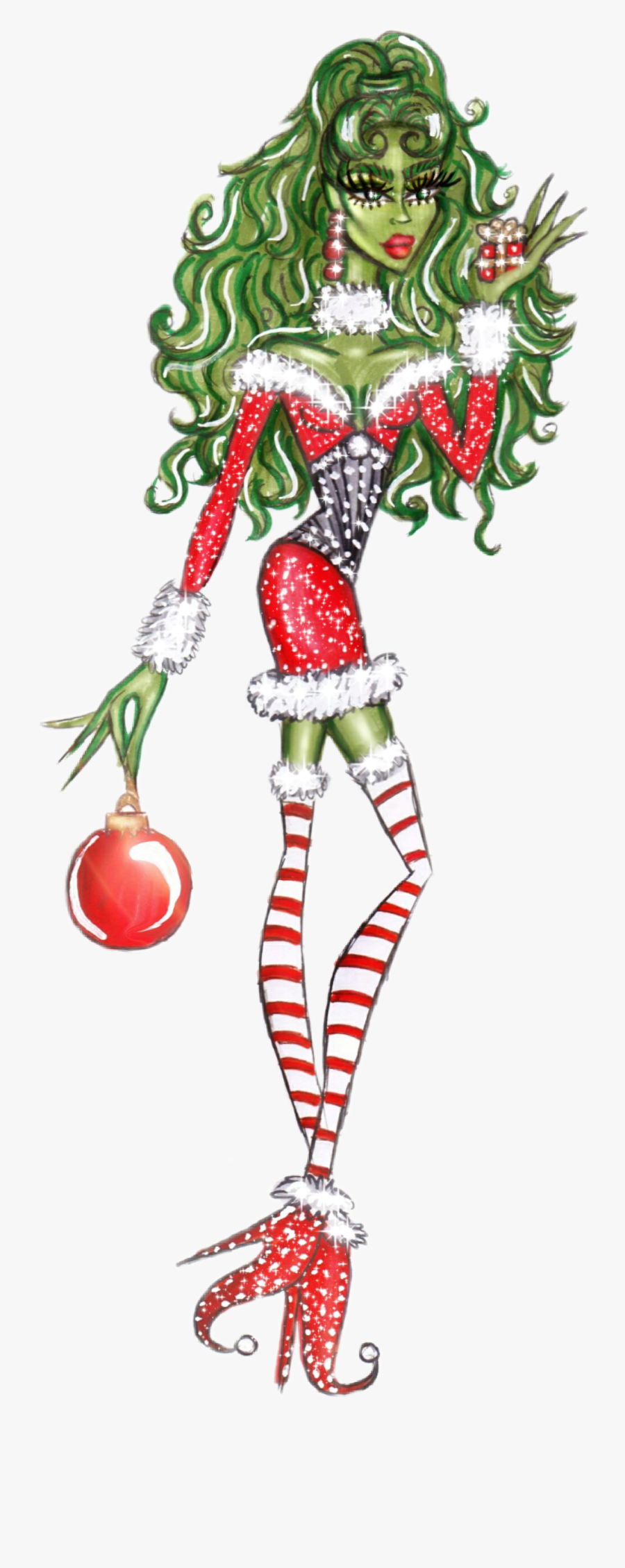#fashion #christmas #grinch - Illustration, Transparent Clipart