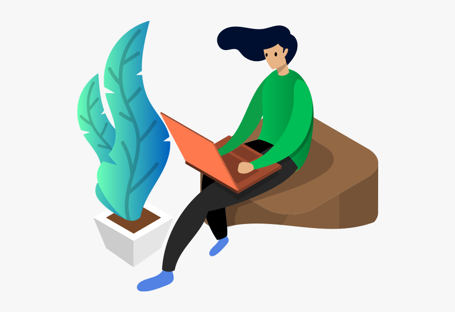 Person Using Aiva - Sitting, Transparent Clipart