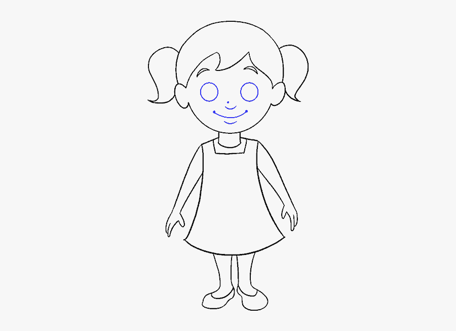 How To Draw Cartoon Girl - Easy Cartoon Little Girls, Transparent Clipart