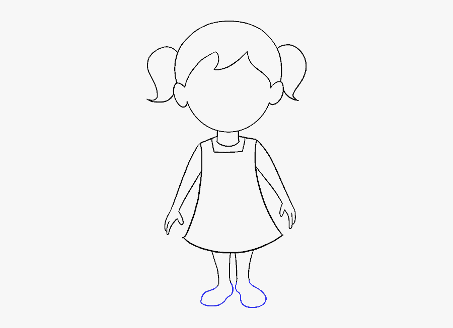 How To Draw Cartoon Girl - Easy Cartoon Little Girls, Transparent Clipart