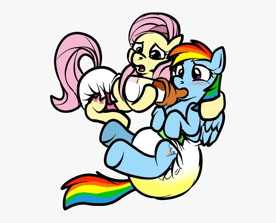 Adult Foal Artist Pidgopidgey Baby View - Mlp Rainbow Dash In Diapers, Transparent Clipart