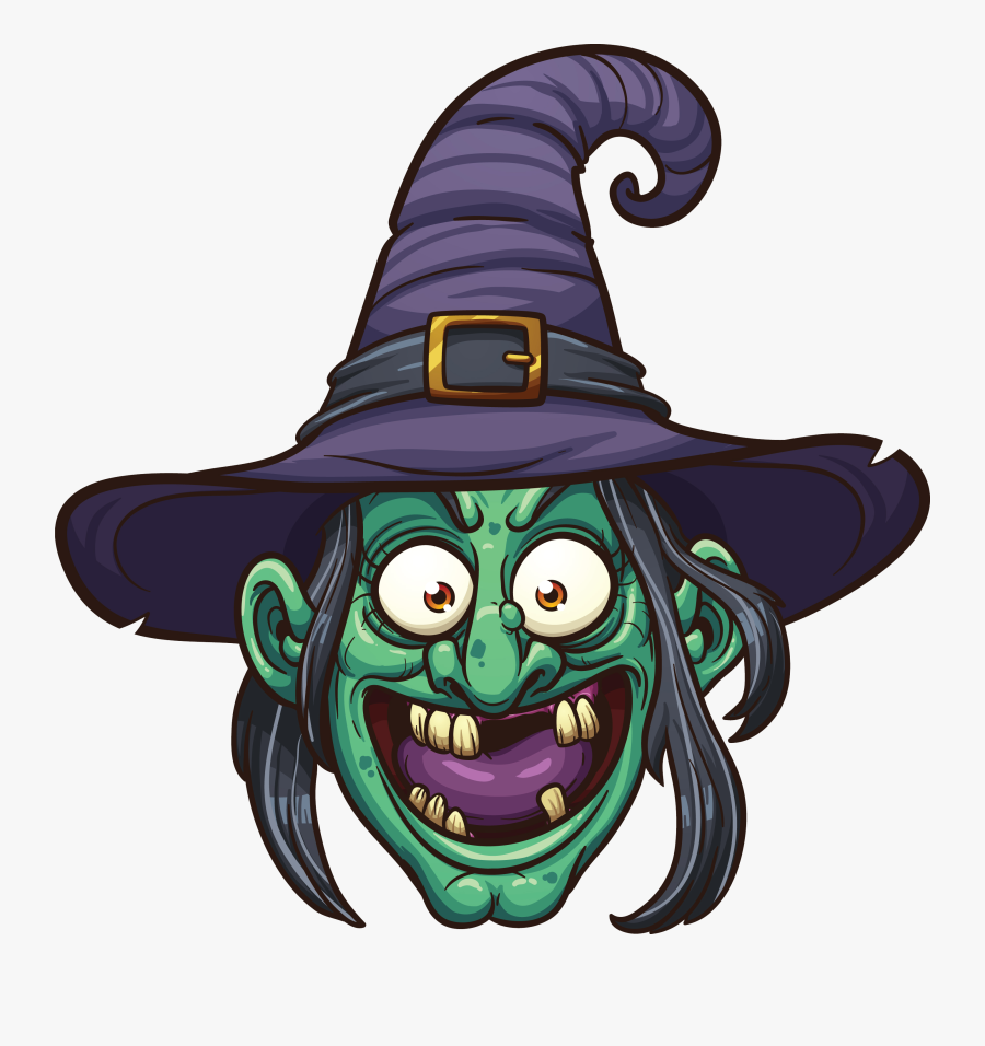 Halloween Witch Cartoon Face, Transparent Clipart
