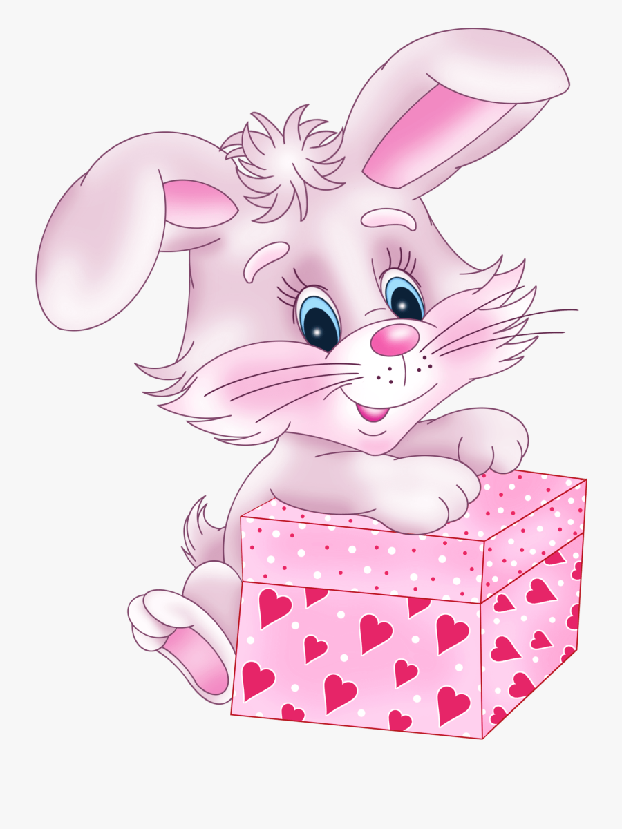 Cute Bunny With Valentine Gift Box Png Clipart Picture - Bunny With Gift Clipart, Transparent Clipart