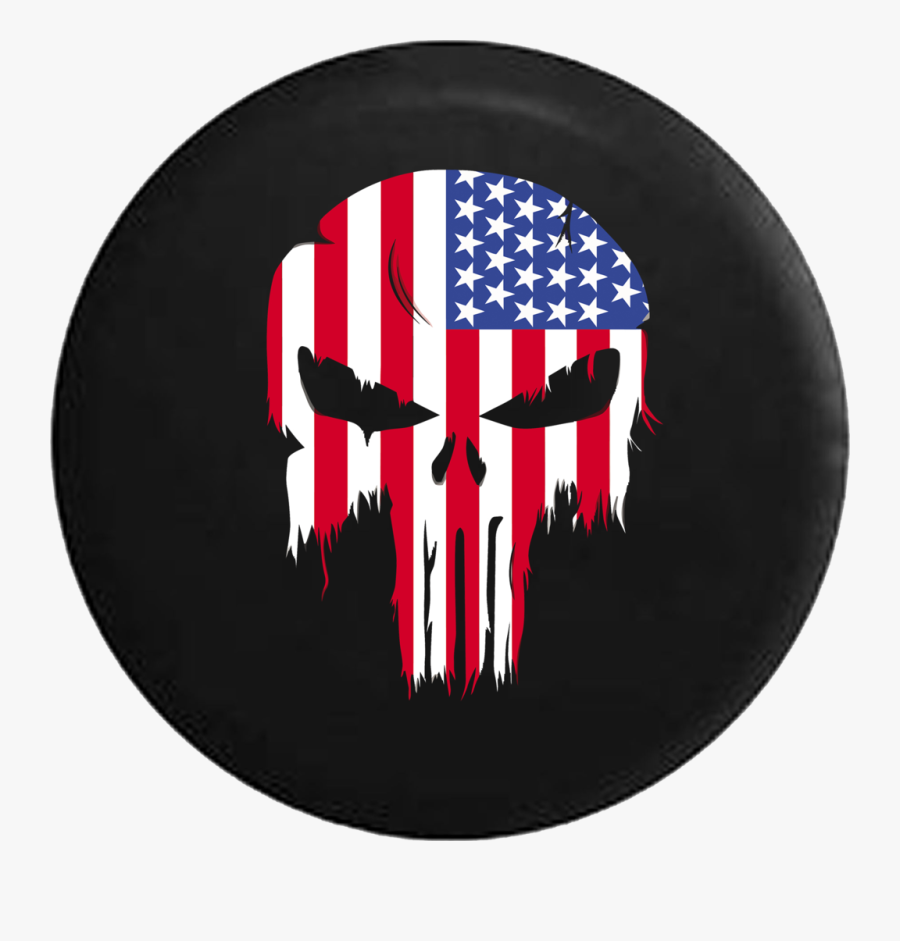 Tattered American Flag Punisher Skull Rv Camper Spare - Punisher Skull American Flag, Transparent Clipart