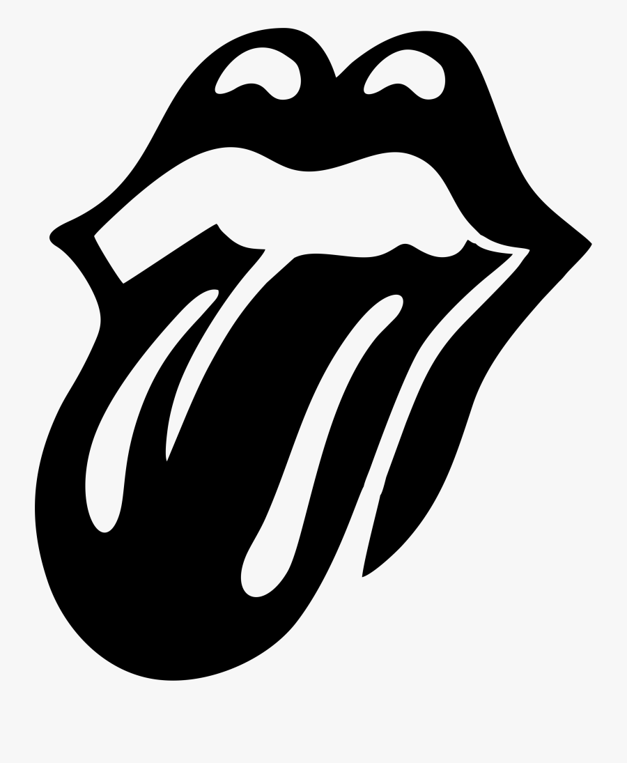 The Rolling Stones Silhouette Logo Autocad Dxf - Black Rolling Stones Logo, Transparent Clipart