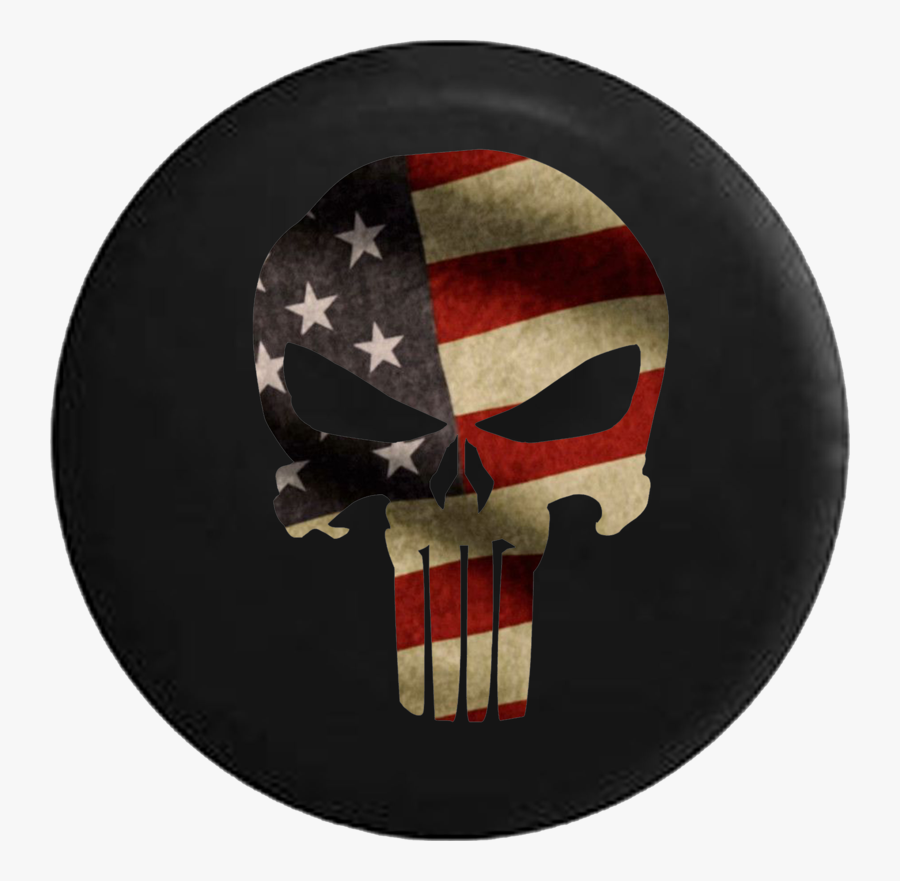 Transparent Vintage American Flag Png - Punisher Skull Punisher Jeep Wheel Cover, Transparent Clipart
