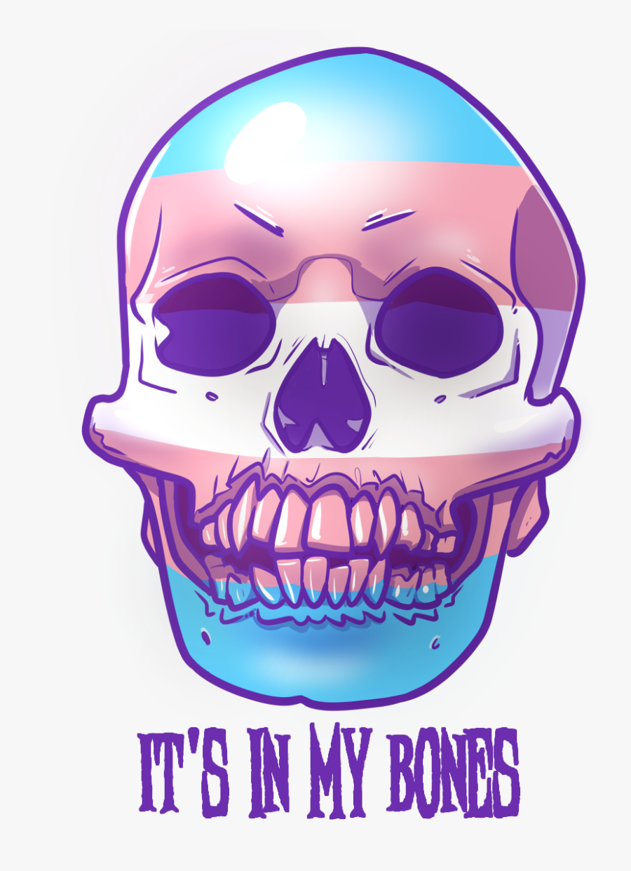 Transparent Skull No Jaw Png - Trans Flag On Skull, Transparent Clipart