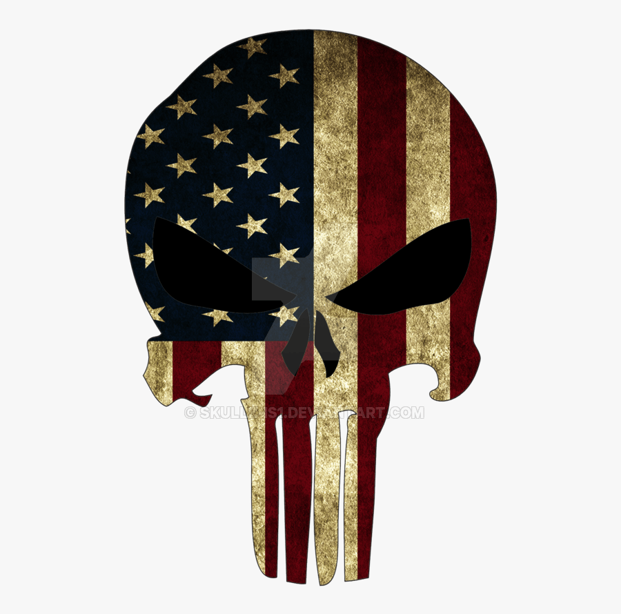 American Flag Punisher Skull Wallpaper - Emblem, Transparent Clipart