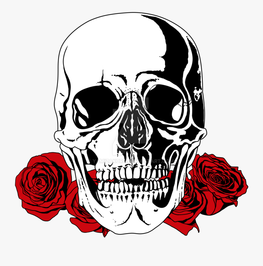 Clip Art Digital Skull - Skull With Roses Transparent, Transparent Clipart