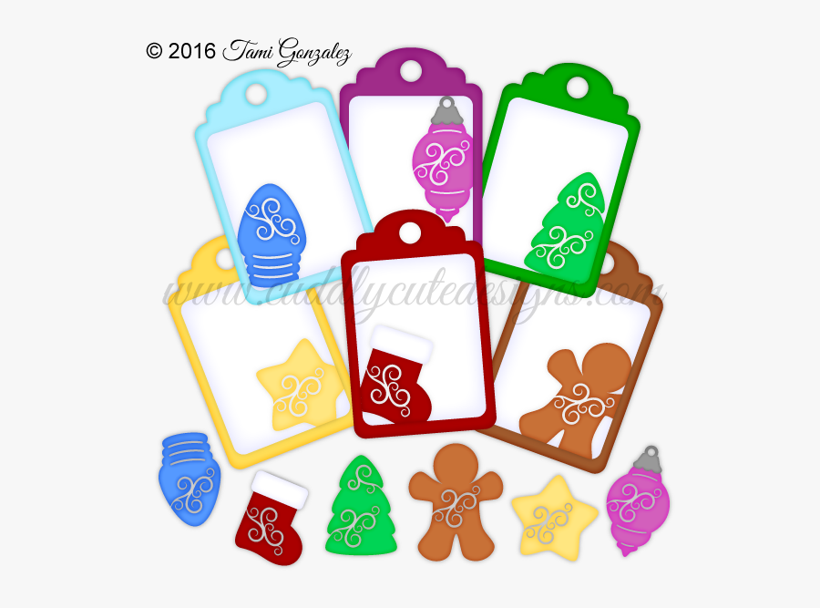 Fancy Christmas Tags, Transparent Clipart