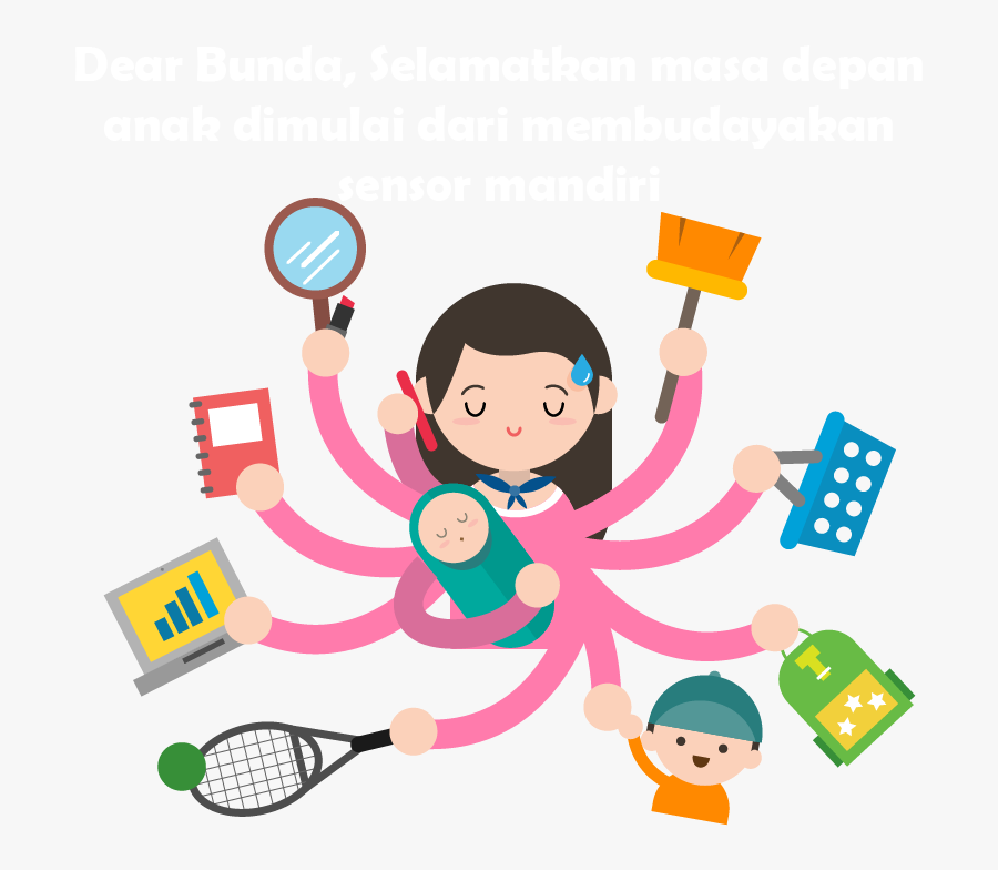 Woman Mother Housewife Meniru Child Drawing Clipart - Gambar Kartun Ibu Rumah Tangga, Transparent Clipart