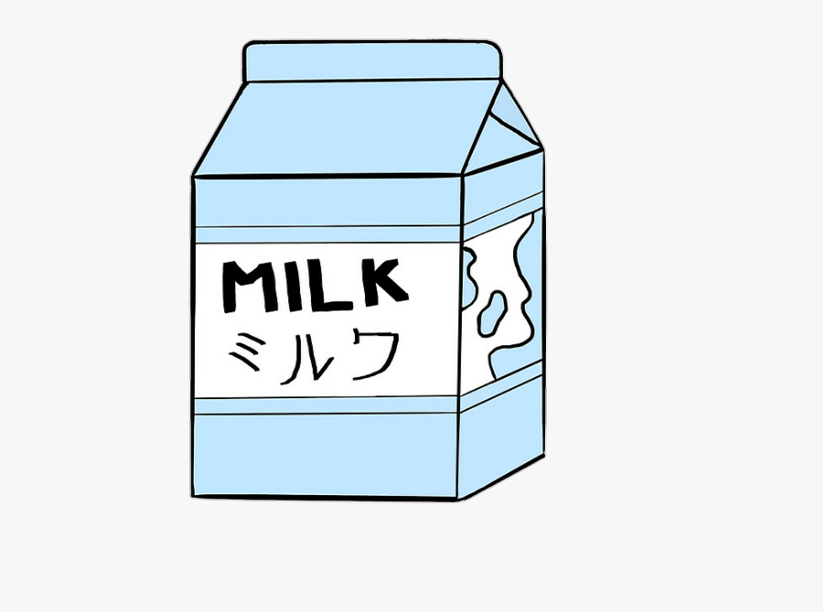 Blue Girls Kawaii Cute Tumblr Dreams Milk Cookies - Aesthetic Japanese Milk Carton, Transparent Clipart