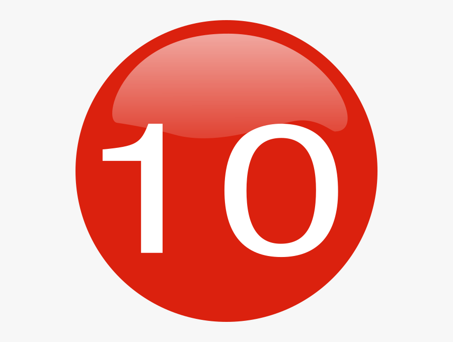 Red Button Number 10, Transparent Clipart