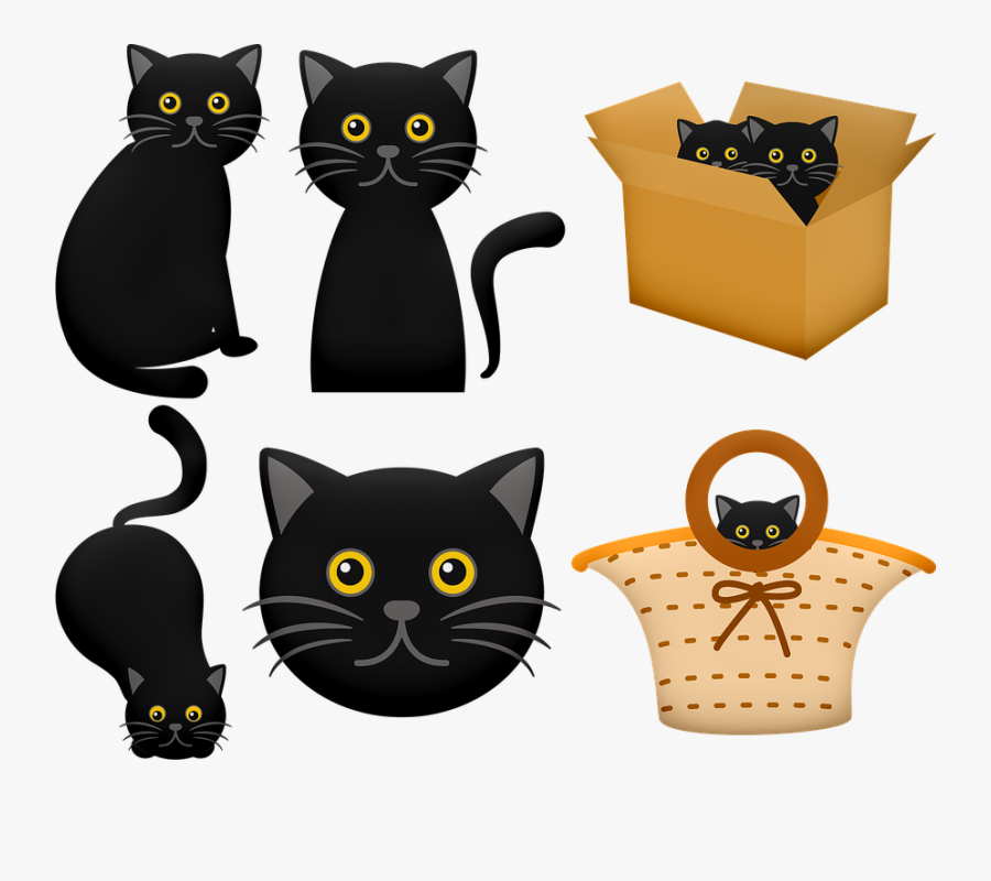 Halloween Black Cat, Cat In Box, Black Cat - ハロウィン 黒 猫 イラスト, Transparent Clipart