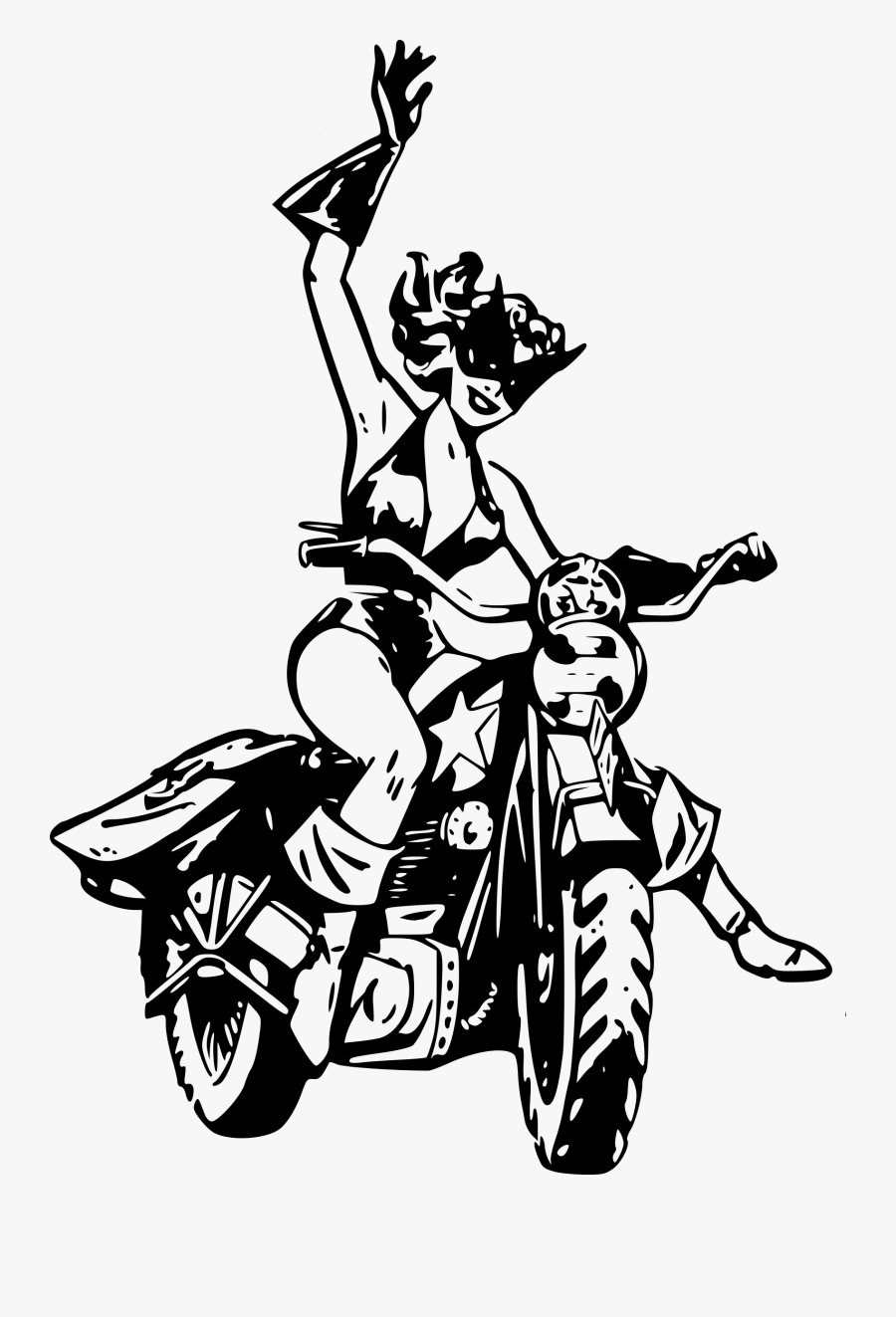 Black Cat On Motorbike - Motorcycle, Transparent Clipart
