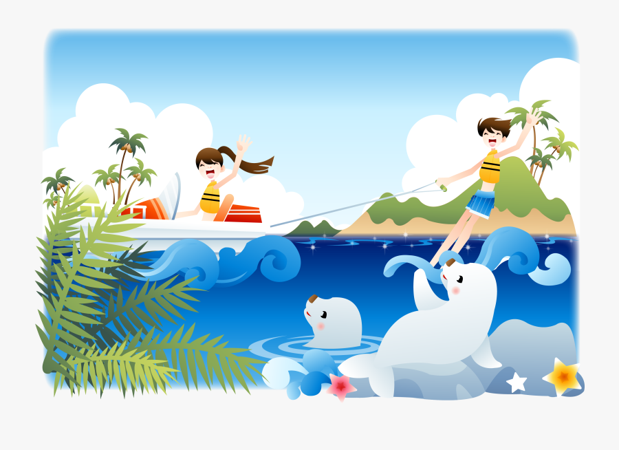 Water Skiing Invented - Cartoon, Transparent Clipart
