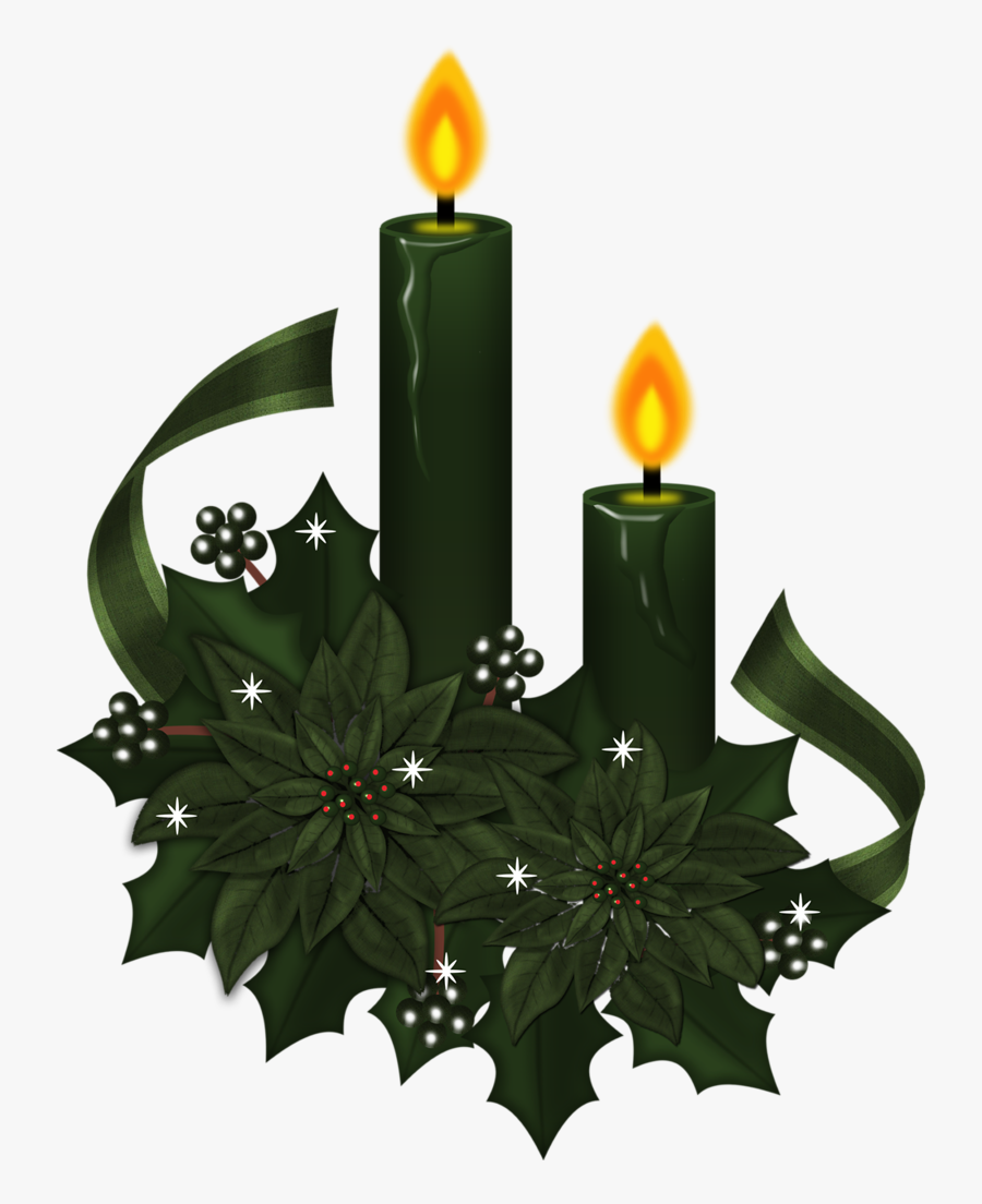 Christmas Holly And Candles, Transparent Clipart