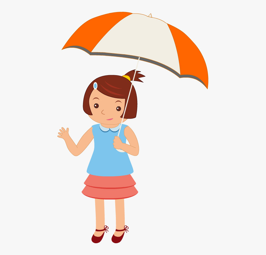 Kids With Rain Cartoon Png, Transparent Clipart