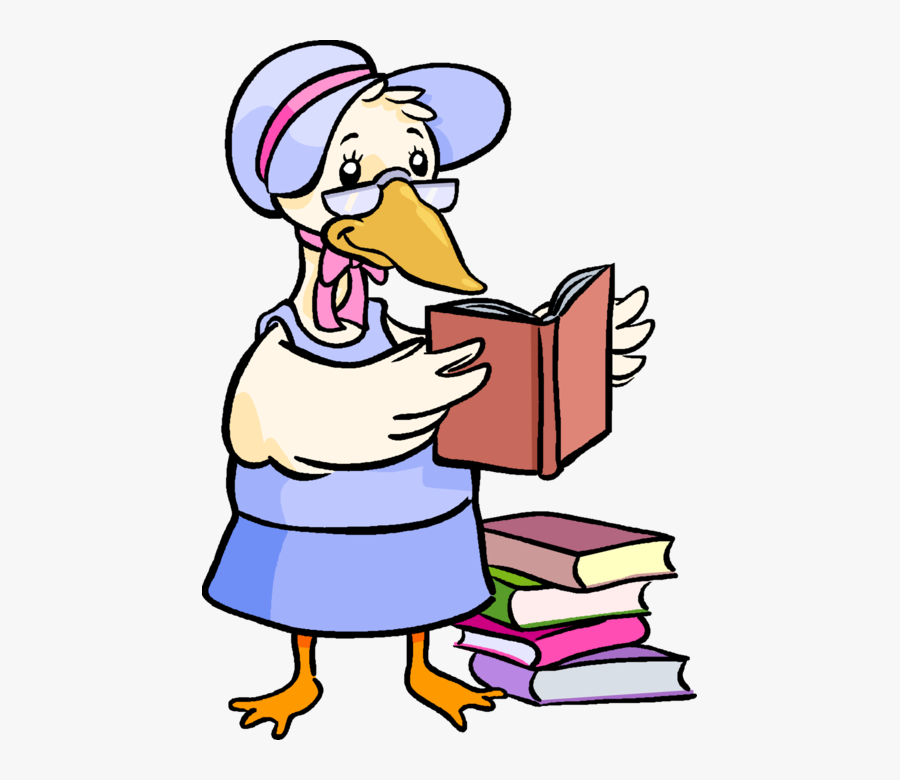 Vector Illustration Of Mother Goose Fairy Tale And - Mother Goose Reading A Book, Transparent Clipart