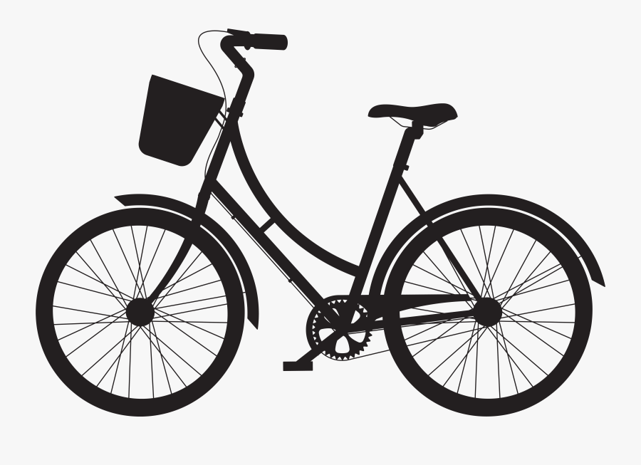 Bicycle With Basket Silhouette Png Clip Art - Bike With Basket Clip Art, Transparent Clipart