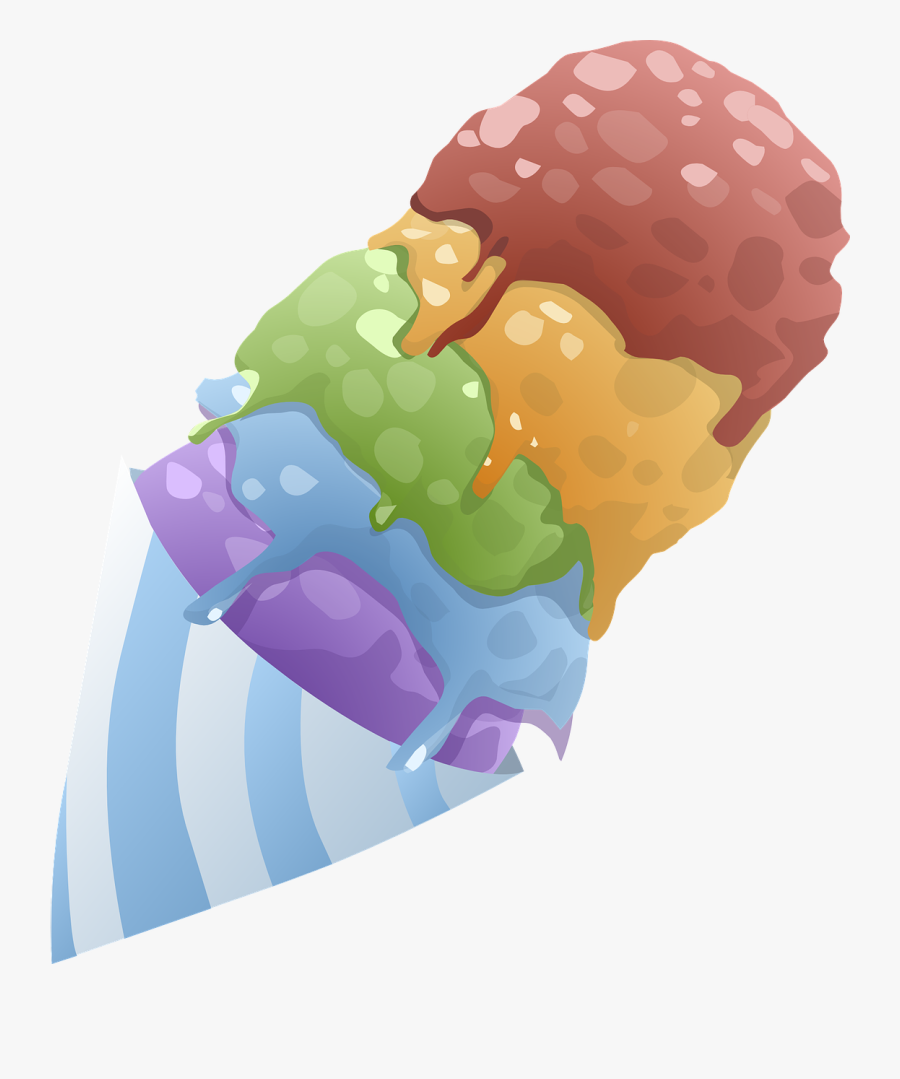 Ice Cream Cone - Sherbet Ice Cream Cartoon, Transparent Clipart