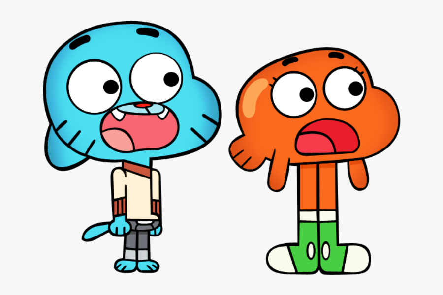 Darwin And Gumball Looking Shocked-edj702 - Gumball And Darwin, Transparent Clipart
