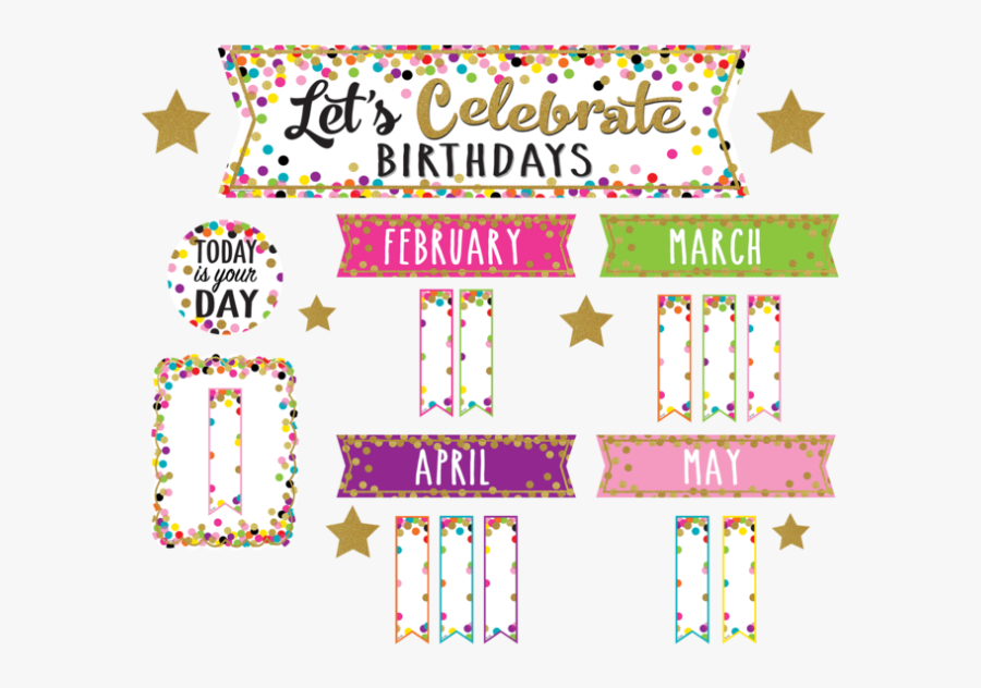 Transparent Confetti Border Png - Birthday Bulletin Board, Transparent Clipart