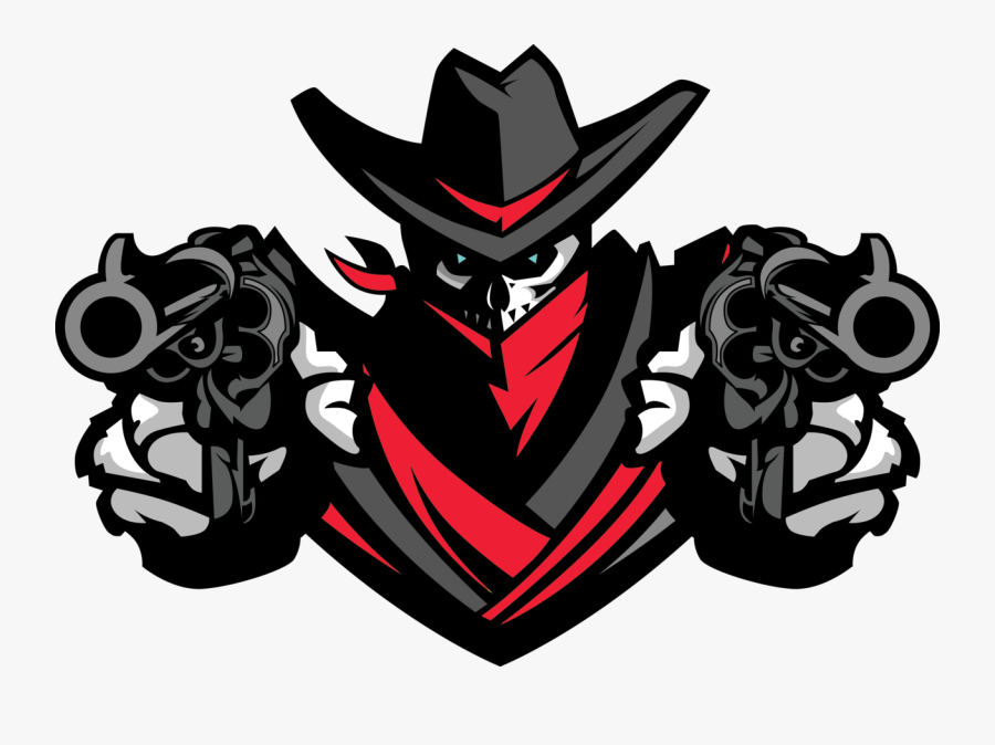 Skull Clipart Images - Cowboy Mascot Aiming Guns, Transparent Clipart